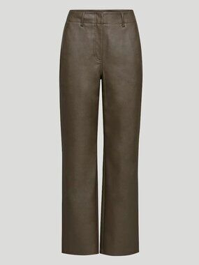 NWOT - Aritzia Wilfred Ascendant Pant in Dark Olive Vegan Leather, Size 4